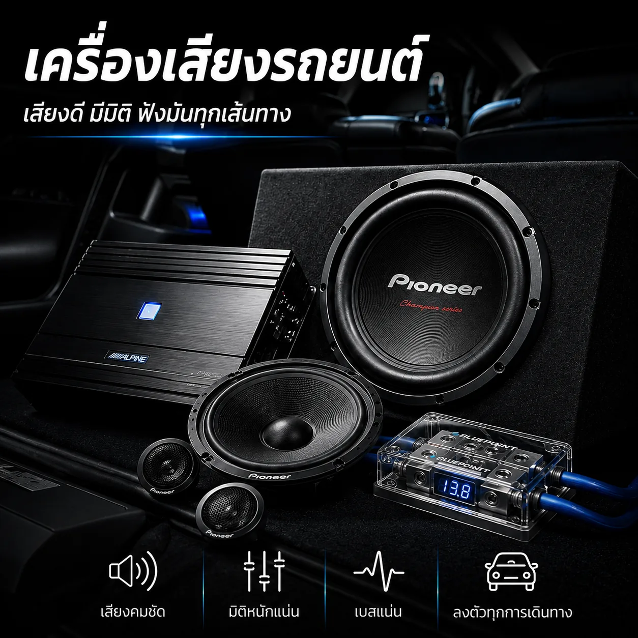 เครื่องเสียงรถยนต์ ลำโพง ซับวูฟเฟอร์ พาวเวอร์แอมป์